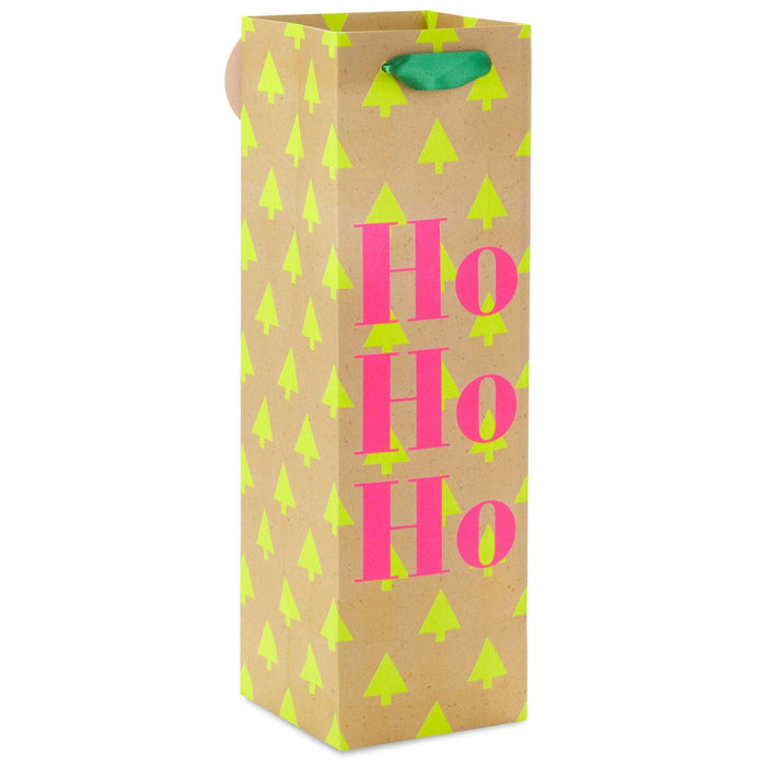 Hallmark : 13" Ho Ho Ho Neon Christmas Wine Gift Bag - Hallmark : 13" Ho Ho Ho Neon Christmas Wine Gift Bag - Annies Hallmark and Gretchens Hallmark, Sister Stores