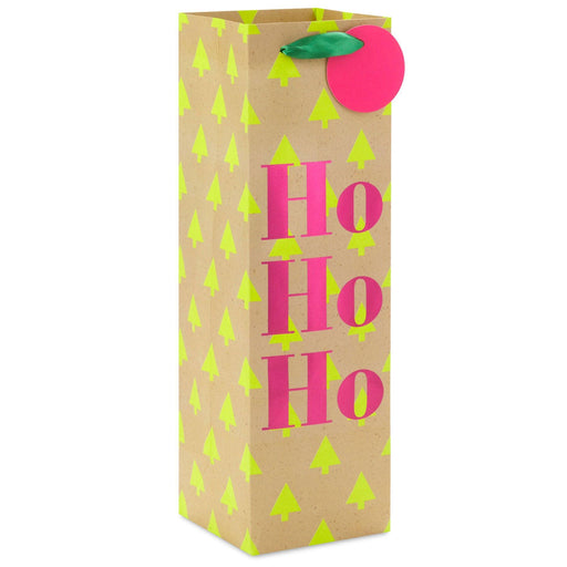 Hallmark : 13" Ho Ho Ho Neon Christmas Wine Gift Bag - Hallmark : 13" Ho Ho Ho Neon Christmas Wine Gift Bag - Annies Hallmark and Gretchens Hallmark, Sister Stores