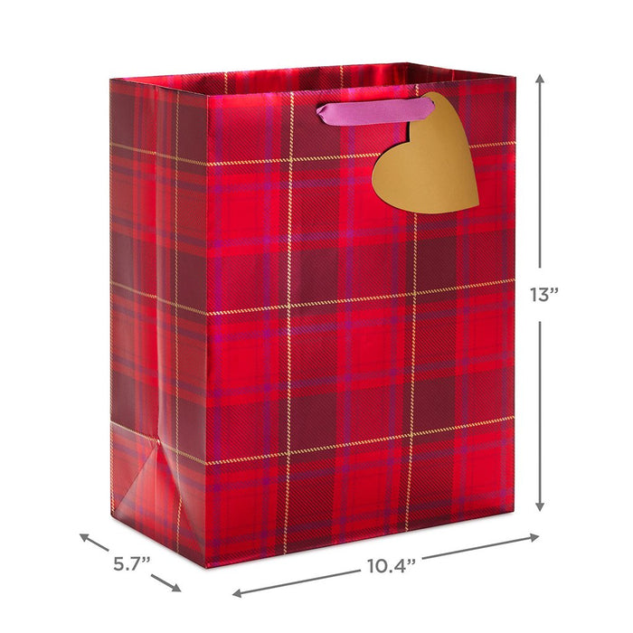 Hallmark : 13" Metallic Red Plaid Large Valentine's Day Gift Bag - Hallmark : 13" Metallic Red Plaid Large Valentine's Day Gift Bag