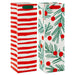 Hallmark : 13" Peppermint Stripe and Pine With Berries 2-Pack Christmas Wine Gift Bags - Hallmark : 13" Peppermint Stripe and Pine With Berries 2-Pack Christmas Wine Gift Bags