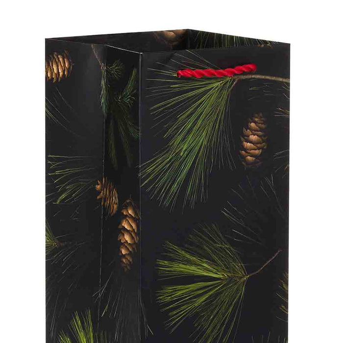 Hallmark : 13" Pine Boughs on Black Holiday Wine Gift Bag - Hallmark : 13" Pine Boughs on Black Holiday Wine Gift Bag