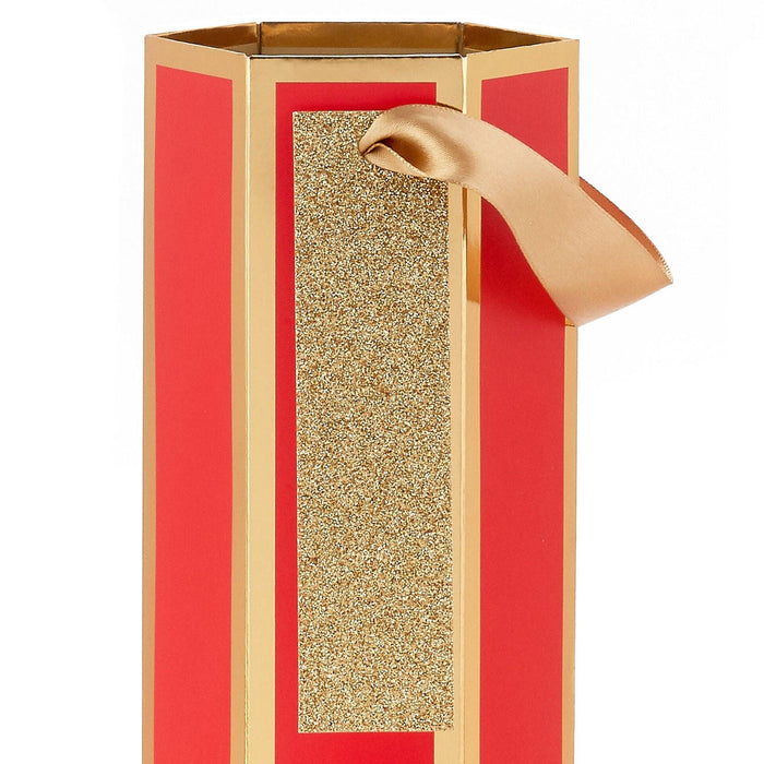 Hallmark : 13" Red and Gold Wine Gift Bag - Hallmark : 13" Red and Gold Wine Gift Bag - Annies Hallmark and Gretchens Hallmark, Sister Stores