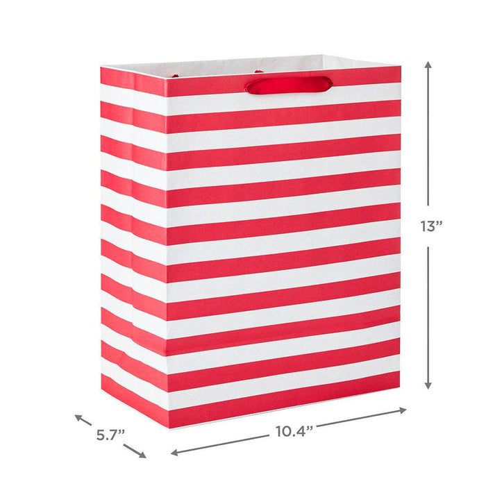 Hallmark : 13" Red and White Stripes Large Gift Bag -