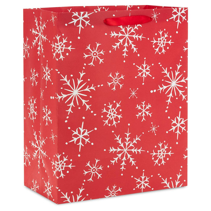 Hallmark : 13" Snowflakes on Red Large Holiday Gift Bag - Hallmark : 13" Snowflakes on Red Large Holiday Gift Bag