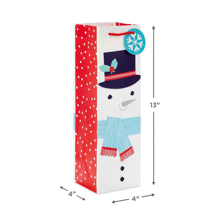 Hallmark : 13" Snowman and Merry Wishes 2-Pack Christmas Wine Gift Bags - Hallmark : 13" Snowman and Merry Wishes 2-Pack Christmas Wine Gift Bags