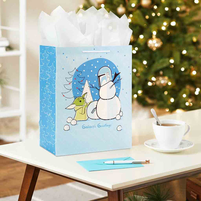 Hallmark : 13" Star Wars: The Mandalorian™ Grogu™ Snow Fun Large Christmas Gift Bag - Hallmark : 13" Star Wars: The Mandalorian™ Grogu™ Snow Fun Large Christmas Gift Bag