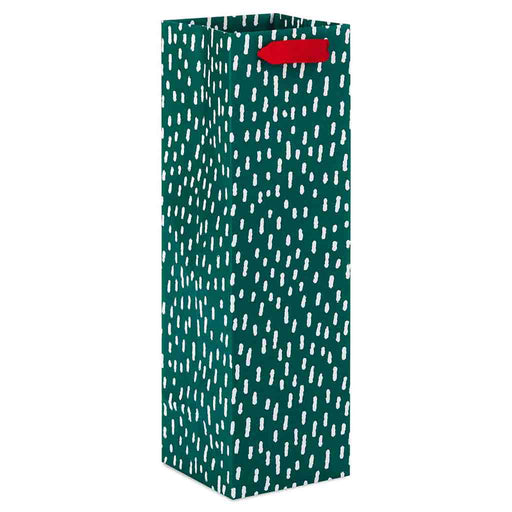 Hallmark : 13" White Dots on Green Holiday Wine Gift Bag - Hallmark : 13" White Dots on Green Holiday Wine Gift Bag