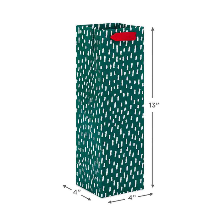 Hallmark : 13" White Dots on Green Holiday Wine Gift Bag - Hallmark : 13" White Dots on Green Holiday Wine Gift Bag