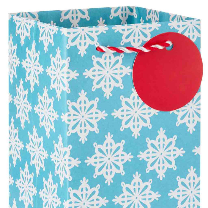 Hallmark : 13" Winter Snowflakes on Blue Wine Gift Bag - Hallmark : 13" Winter Snowflakes on Blue Wine Gift Bag