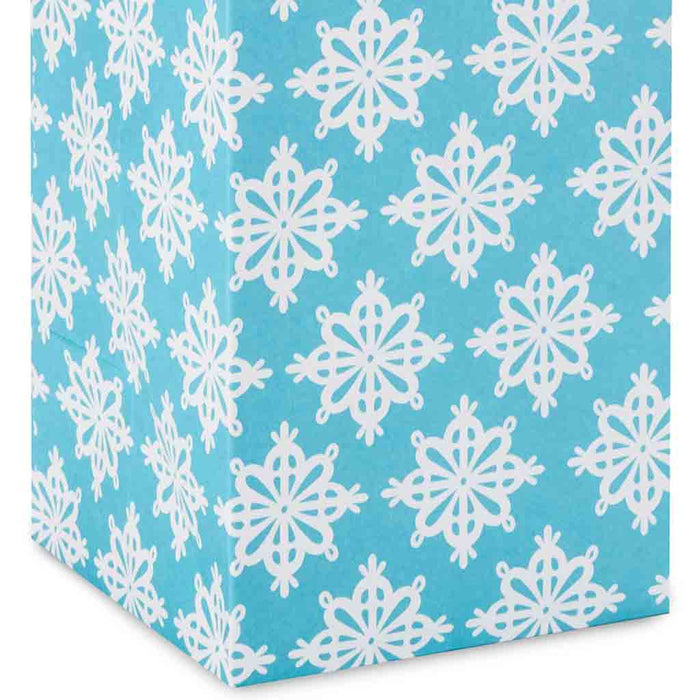 Hallmark : 13" Winter Snowflakes on Blue Wine Gift Bag - Hallmark : 13" Winter Snowflakes on Blue Wine Gift Bag