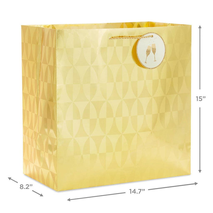 Hallmark : 15" Gold Geometric Extra-Deep Gift Bag -