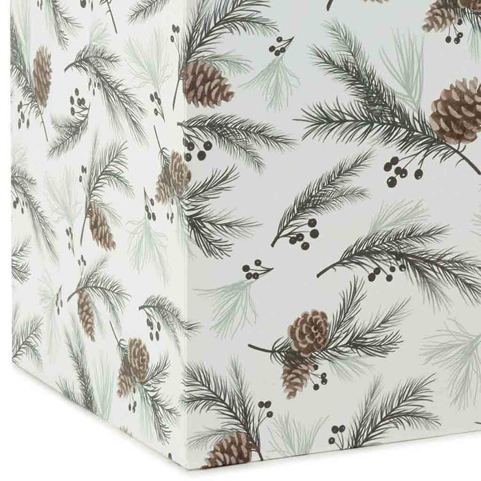 Hallmark : 15" Pinecones on White Extra-Deep Christmas Gift Bag - Hallmark : 15" Pinecones on White Extra-Deep Christmas Gift Bag