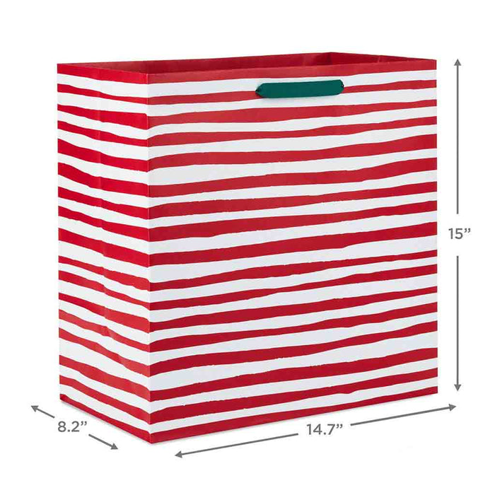 Hallmark : 15" Red and White Stripes Extra-Deep Christmas Gift Bag - Hallmark : 15" Red and White Stripes Extra-Deep Christmas Gift Bag