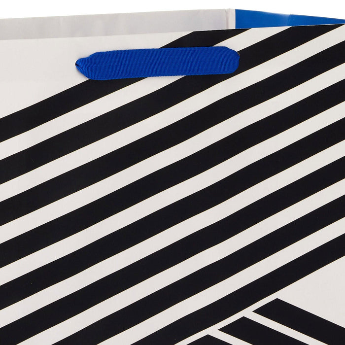 Hallmark : 15.5" Black and White Zigzag Extra-Large Gift Bag -