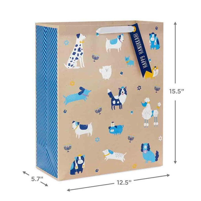 Hallmark : 15.5" Dogs and Icons Extra-Large Hanukkah Gift Bag - Hallmark : 15.5" Dogs and Icons Extra-Large Hanukkah Gift Bag