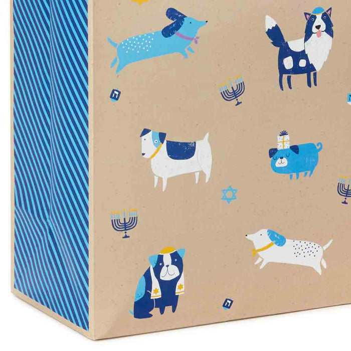 Hallmark : 15.5" Dogs and Icons Extra-Large Hanukkah Gift Bag - Hallmark : 15.5" Dogs and Icons Extra-Large Hanukkah Gift Bag