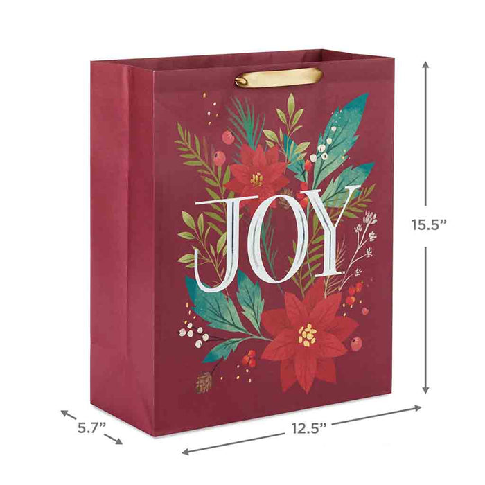 Hallmark : 15.5" Joy on Poinsettias Extra-Large Christmas Gift Bag - Hallmark : 15.5" Joy on Poinsettias Extra-Large Christmas Gift Bag