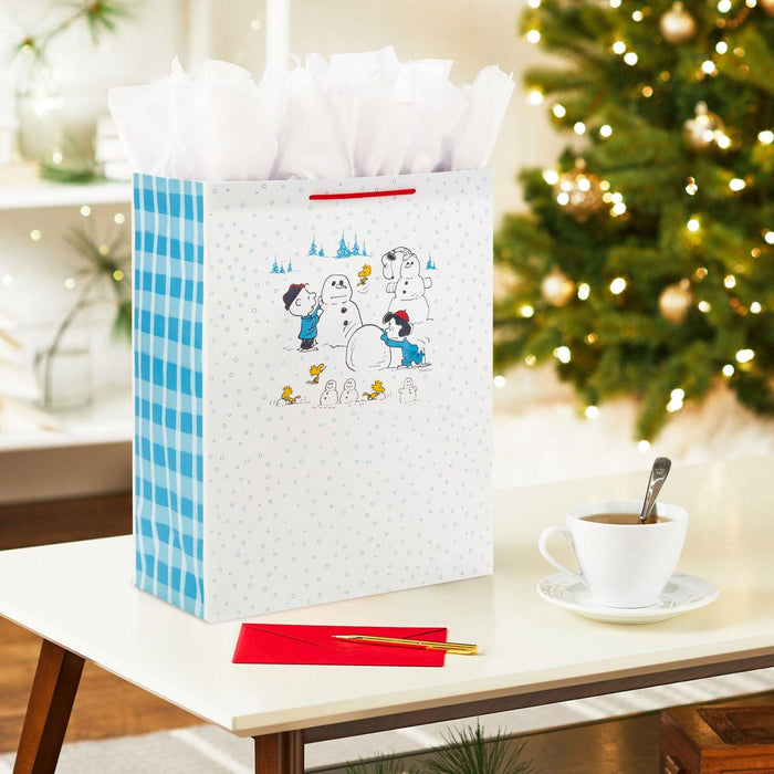 Hallmark : 15.5" Peanuts® Gang Building Snowmen Extra-Large Christmas Gift Bag - Hallmark : 15.5" Peanuts® Gang Building Snowmen Extra-Large Christmas Gift Bag - Annies Hallmark and Gretchens Hallmark, Sister Stores