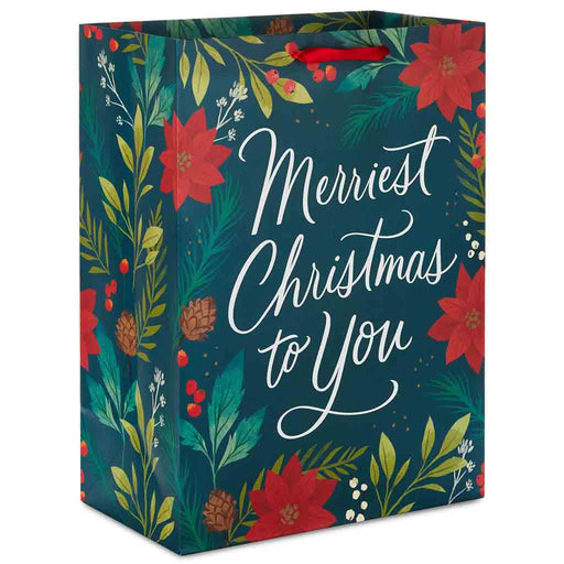 Hallmark : 20" Merriest Christmas With Poinsettias Jumbo Gift Bag - Hallmark : 20" Merriest Christmas With Poinsettias Jumbo Gift Bag