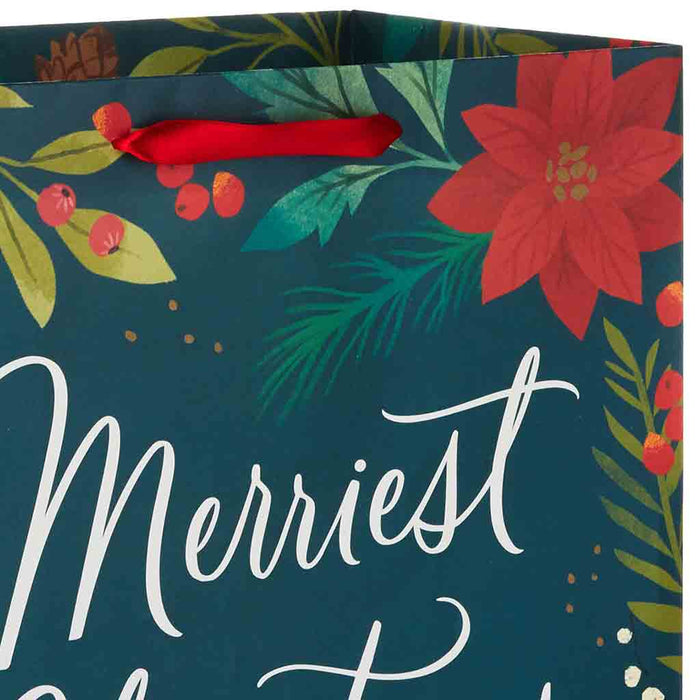 Hallmark : 20" Merriest Christmas With Poinsettias Jumbo Gift Bag - Hallmark : 20" Merriest Christmas With Poinsettias Jumbo Gift Bag