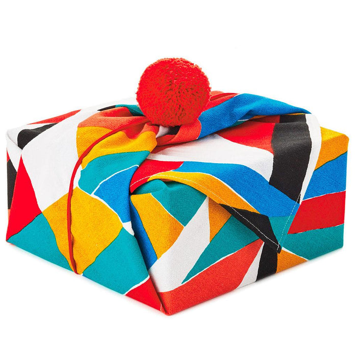 Hallmark : 26" Colorful Abstract Fabric Gift Wrap With Elastic Band -