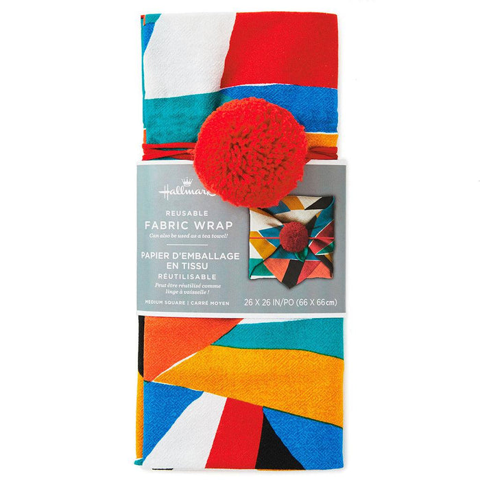 Hallmark : 26" Colorful Abstract Fabric Gift Wrap With Elastic Band -