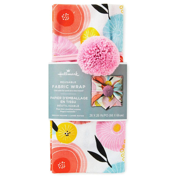 Hallmark : 26" Modern Floral Fabric Gift Wrap With Elastic Band -