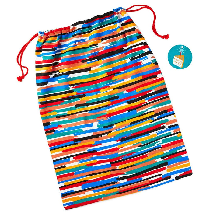 Hallmark : 28" Colorful Stripes Fabric Gift Bag With Tag -