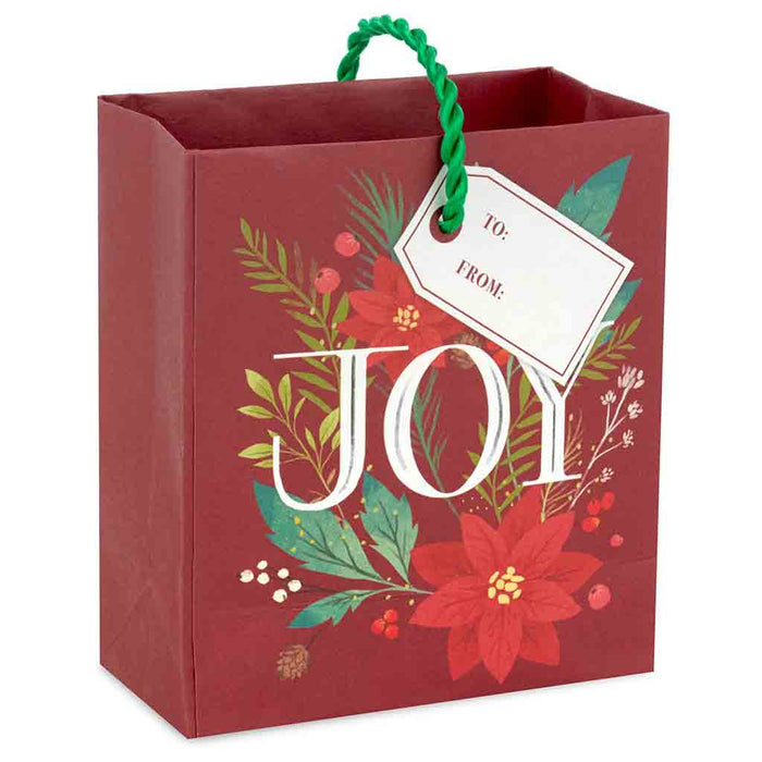 Hallmark : 4.6" Joy With Poinsettias Christmas Gift Card Holder Mini Bag - Hallmark : 4.6" Joy With Poinsettias Christmas Gift Card Holder Mini Bag