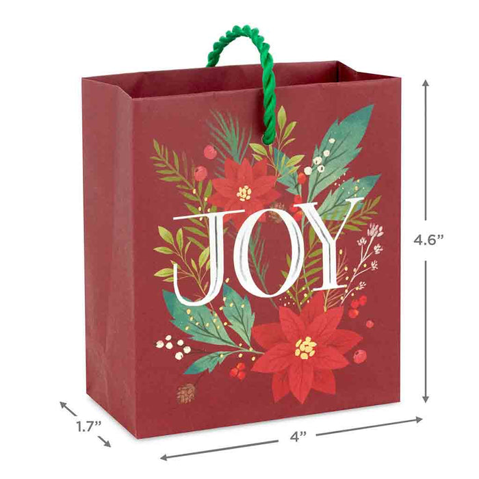 Hallmark : 4.6" Joy With Poinsettias Christmas Gift Card Holder Mini Bag - Hallmark : 4.6" Joy With Poinsettias Christmas Gift Card Holder Mini Bag