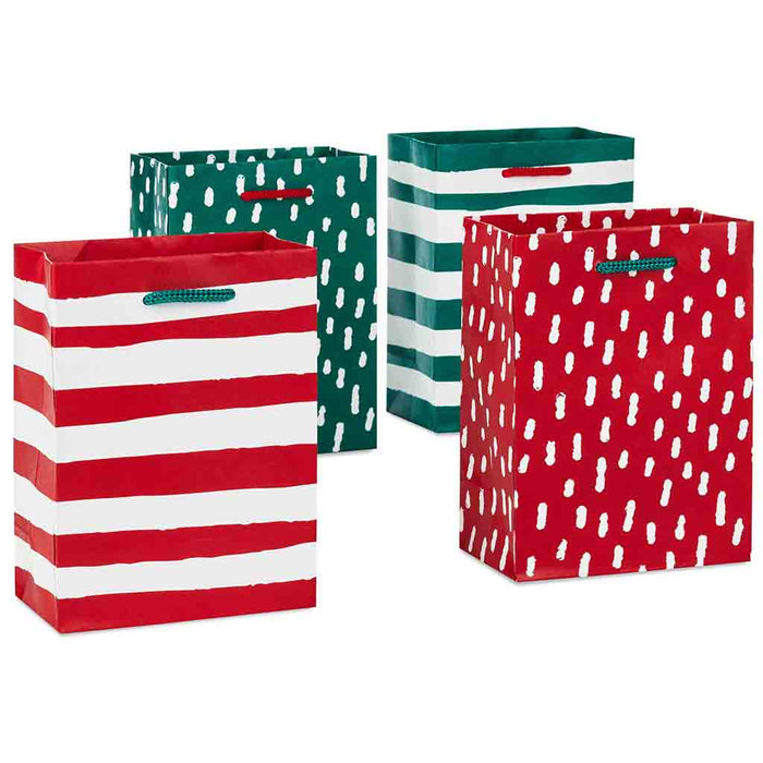 Hallmark : 5.7" Red and Green Patterns 4-Pack Small Christmas Gift Bags - Hallmark : 5.7" Red and Green Patterns 4-Pack Small Christmas Gift Bags