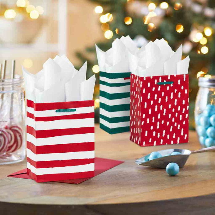 Hallmark : 5.7" Red and Green Patterns 4-Pack Small Christmas Gift Bags - Hallmark : 5.7" Red and Green Patterns 4-Pack Small Christmas Gift Bags