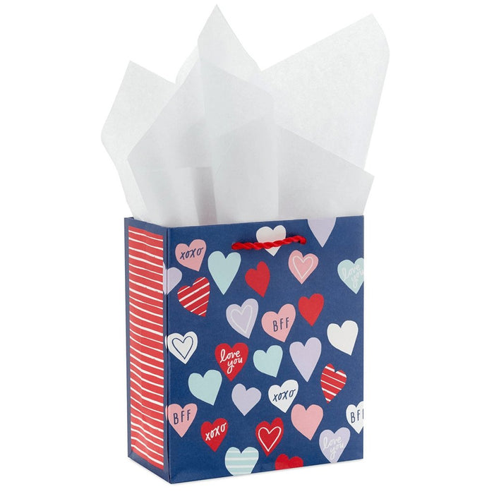 9.6 Tiny Hearts Medium Valentine's Day Gift Bag With Tissue Paper