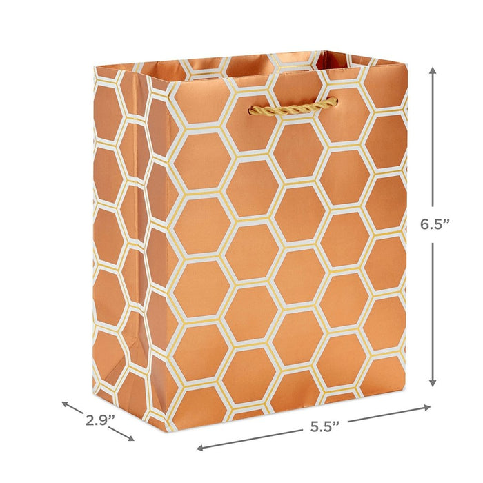 Hallmark : 6.5" Copper Hexagons Small Gift Bag -