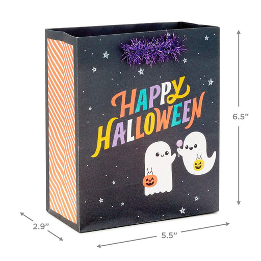 Hallmark : 6.5" Ghosts on Black Small Halloween Gift Bag - Hallmark : 6.5" Ghosts on Black Small Halloween Gift Bag - Annies Hallmark and Gretchens Hallmark, Sister Stores