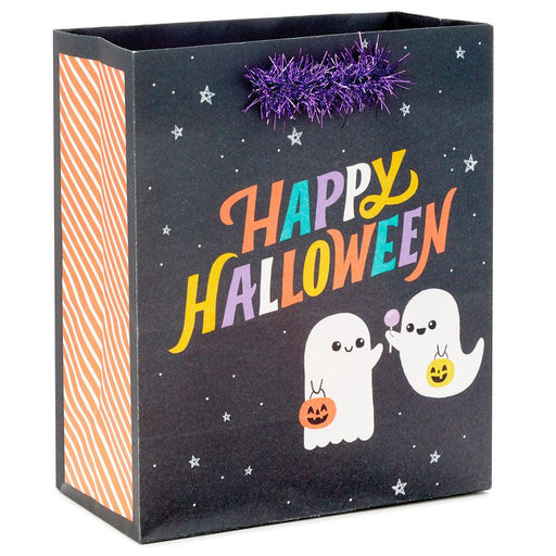 Hallmark : 6.5" Ghosts on Black Small Halloween Gift Bag - Hallmark : 6.5" Ghosts on Black Small Halloween Gift Bag - Annies Hallmark and Gretchens Hallmark, Sister Stores