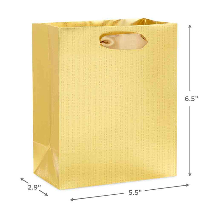 Hallmark : 6.5" Gold Stripes on Gold Metallic Small Christmas Gift Bag - Hallmark : 6.5" Gold Stripes on Gold Metallic Small Christmas Gift Bag