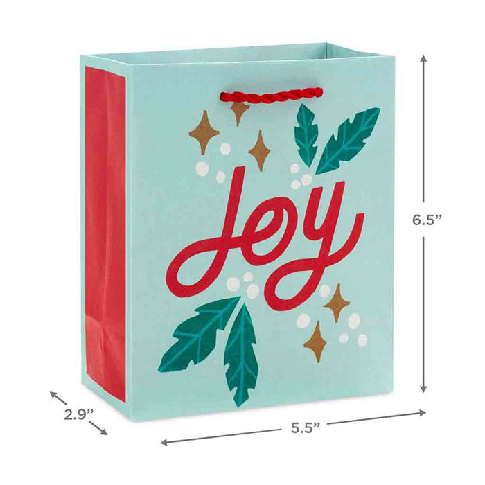 Hallmark : 6.5" Joy on Mint Small Christmas Gift Bag - Hallmark : 6.5" Joy on Mint Small Christmas Gift Bag