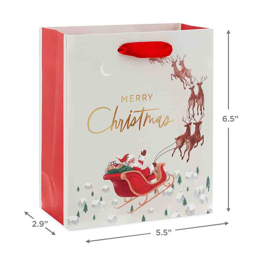 Hallmark : 6.5" Santa in Sleigh Small Christmas Gift Bag - Hallmark : 6.5" Santa in Sleigh Small Christmas Gift Bag