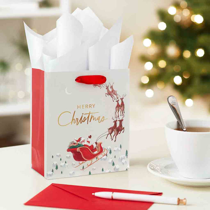 Hallmark : 6.5" Santa in Sleigh Small Christmas Gift Bag - Hallmark : 6.5" Santa in Sleigh Small Christmas Gift Bag