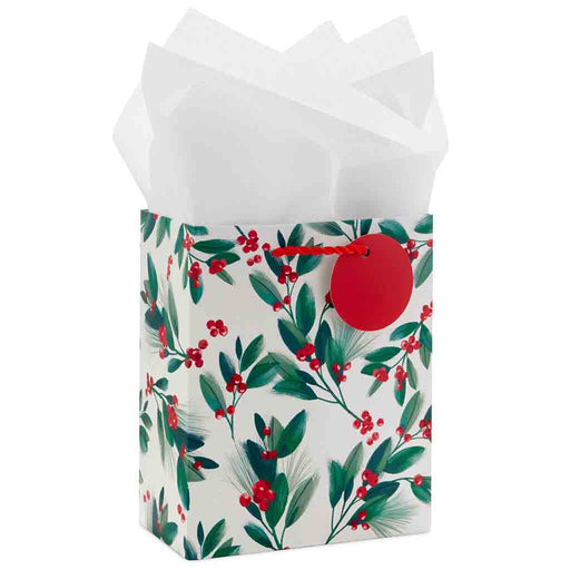 Hallmark : 6.5" Winter Greenery Small Christmas Gift Bag With Tissue Paper - Hallmark : 6.5" Winter Greenery Small Christmas Gift Bag With Tissue Paper