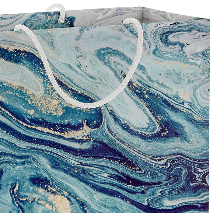 Hallmark : 7.7" Blue, Green and Gold Marbled Medium Horizontal Gift Bag - Hallmark : 7.7" Blue, Green and Gold Marbled Medium Horizontal Gift Bag