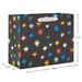 Hallmark : 7.7" Colorful Stars on Black Medium Horizontal Gift Bag -