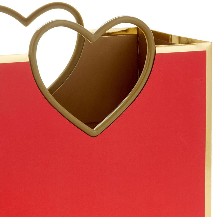 Hallmark : 7.7" Gold Heart Handle Medium Red Square Gift Bag - Hallmark : 7.7" Gold Heart Handle Medium Red Square Gift Bag - Annies Hallmark and Gretchens Hallmark, Sister Stores