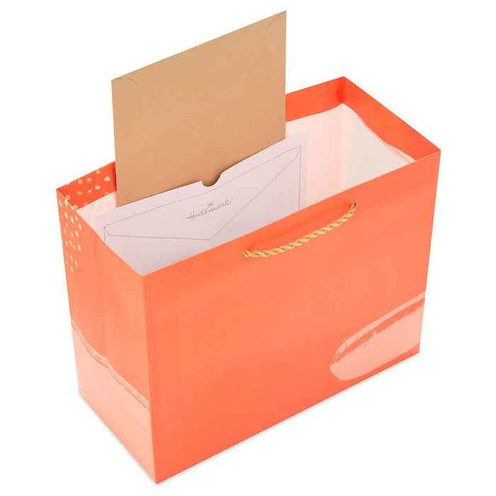 Hallmark : 7.7" Orange and Coral Medium Horizontal Gift Bag -
