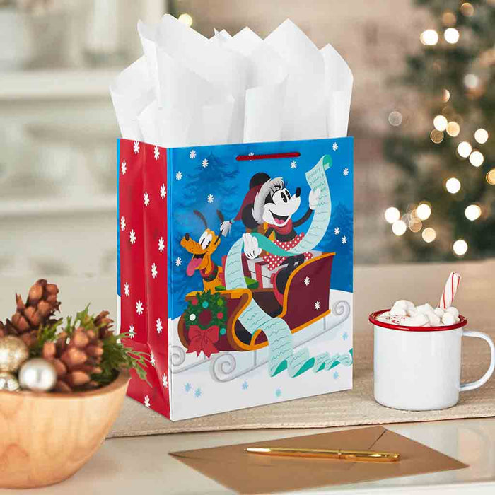 Hallmark : 9.6" Disney Minnie Mouse and Pluto Medium Christmas Gift Bag - Hallmark : 9.6" Disney Minnie Mouse and Pluto Medium Christmas Gift Bag