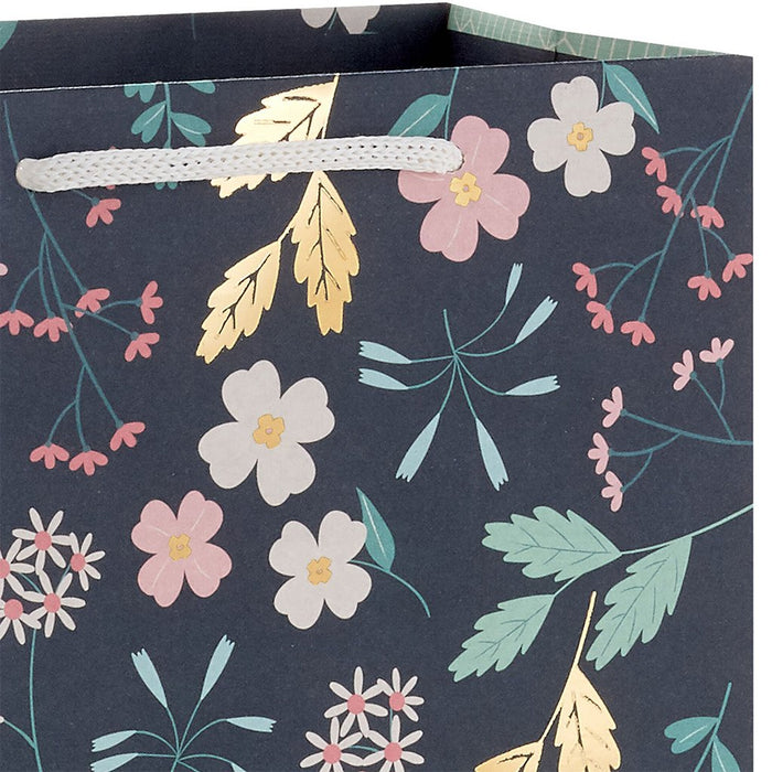 Hallmark : 9.6" Floral on Dark Green Medium Gift Bag - Hallmark : 9.6" Floral on Dark Green Medium Gift Bag
