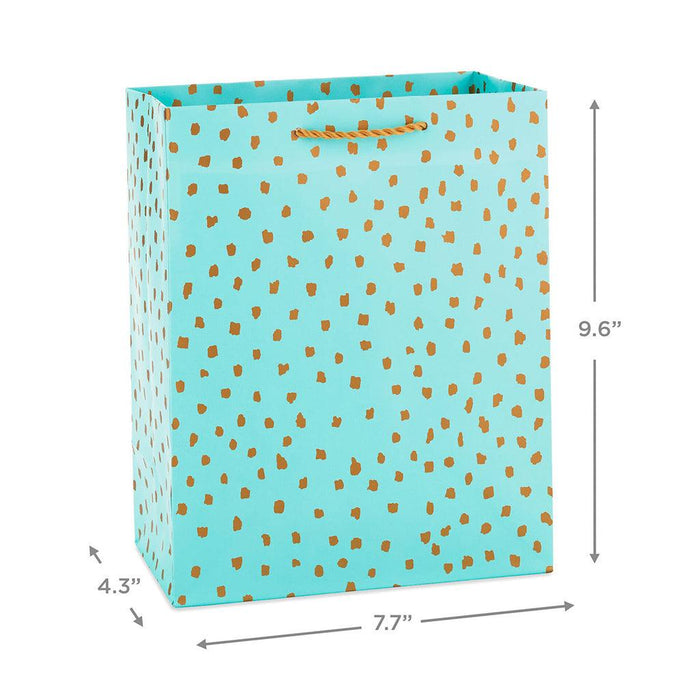 Hallmark : 9.6" Gold Dots on Mint Medium Gift Bag -