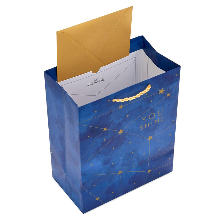 Hallmark : 9.6" Gold Stars on Navy You Shine Medium Gift Bag -