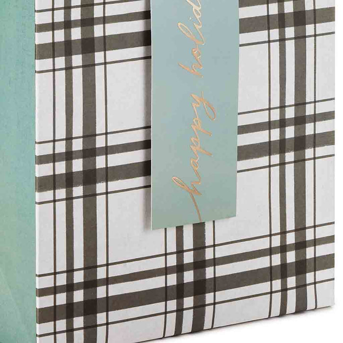 Hallmark : 9.6" Gray and White Plaid Medium Holiday Gift Bag - Hallmark : 9.6" Gray and White Plaid Medium Holiday Gift Bag